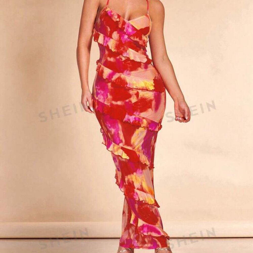 Shein criss cross tie back bodycon dress size M